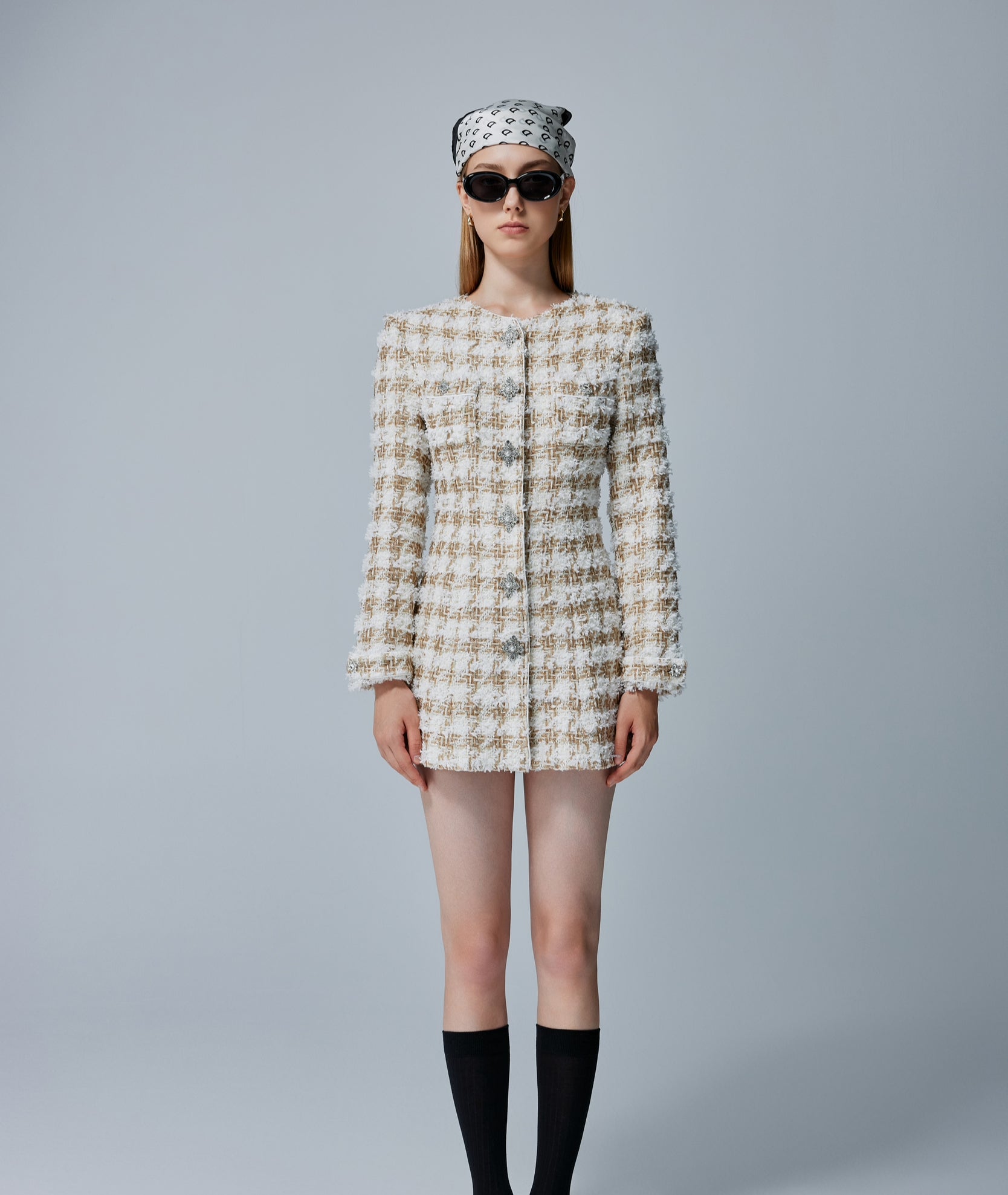 Alexandra Bouclé Tweed Long Coat