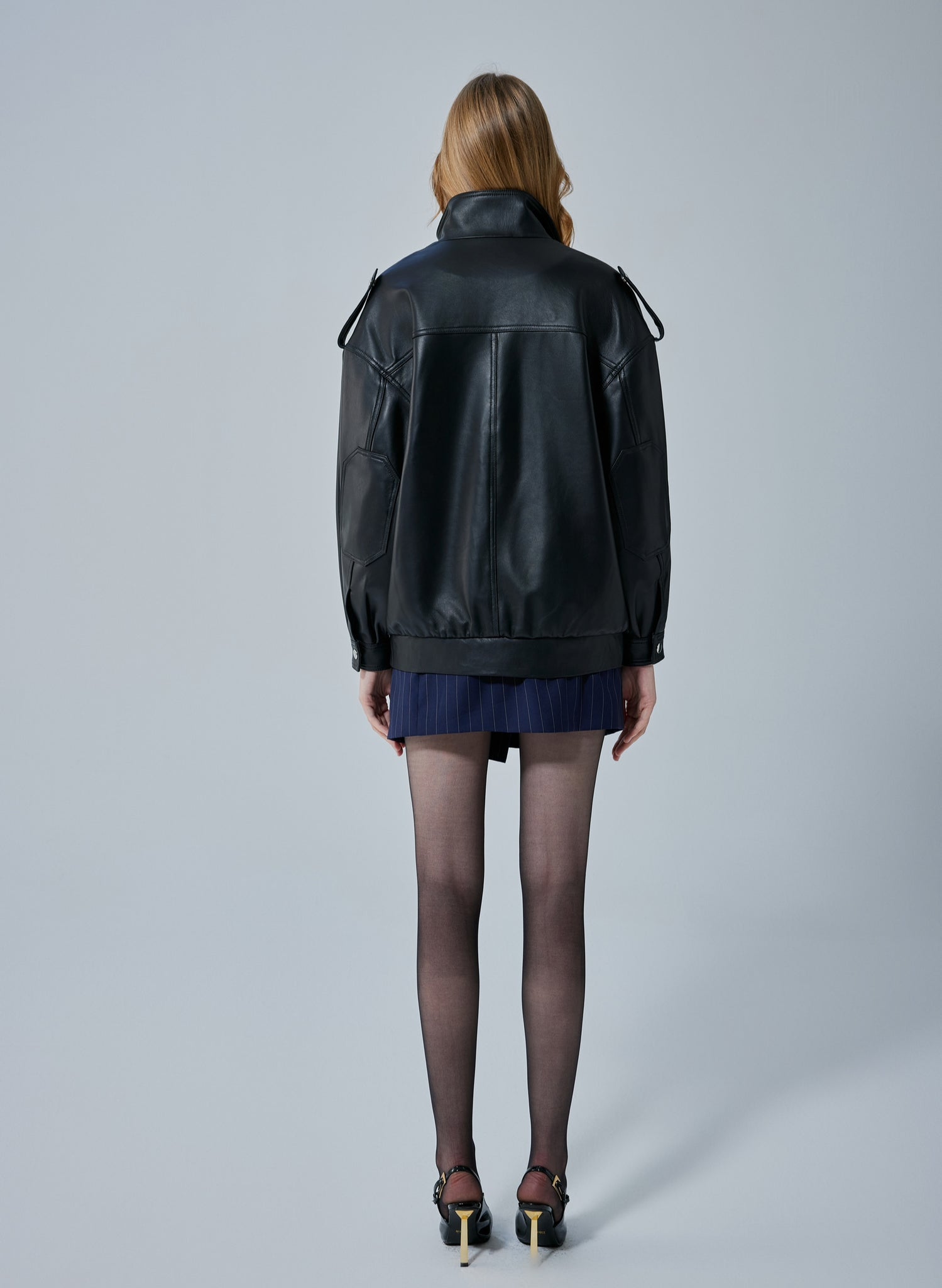 Irina High-Neck Leather Jacket