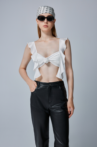 Aurora Ruffled Satin Bustier Top